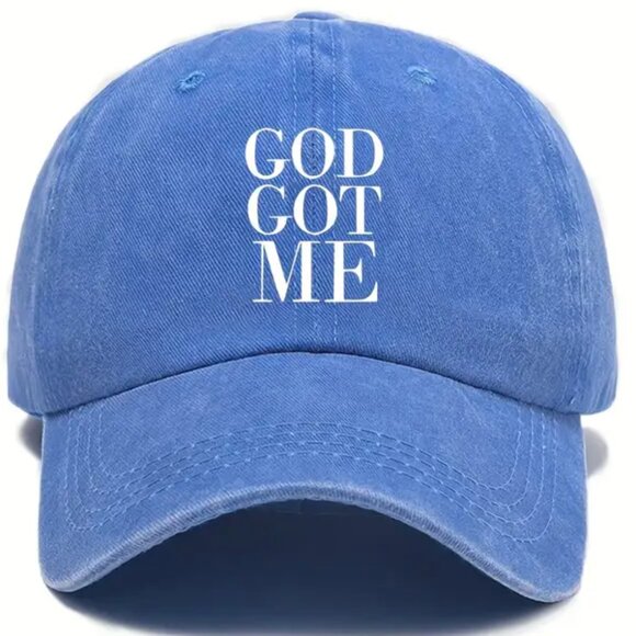 Callie Lives Accessories - Callie Lives Miz GOD GOT ME Casual Blue Denim Snap Back Baseball Cap Hat